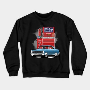 1967 Marina Blue Chevrolet Nova Garage Built Print Crewneck Sweatshirt